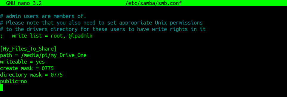 Samba Configuration File