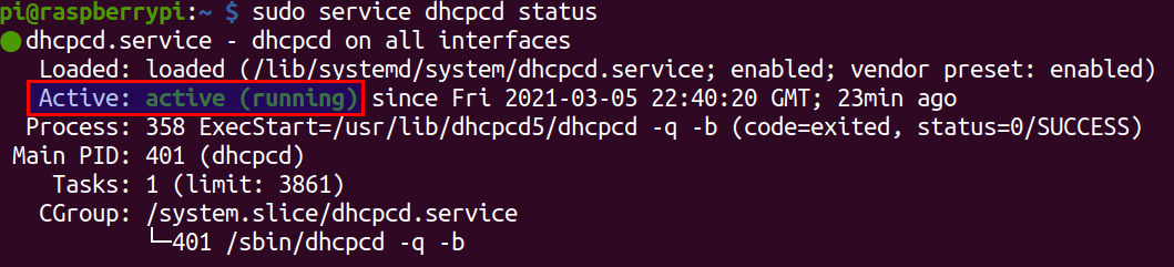 check dhcpd status