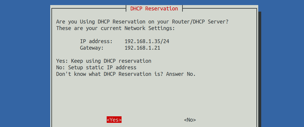 dhcp reservation