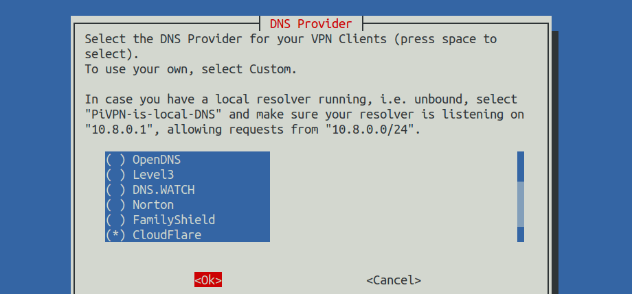 select dns provider
