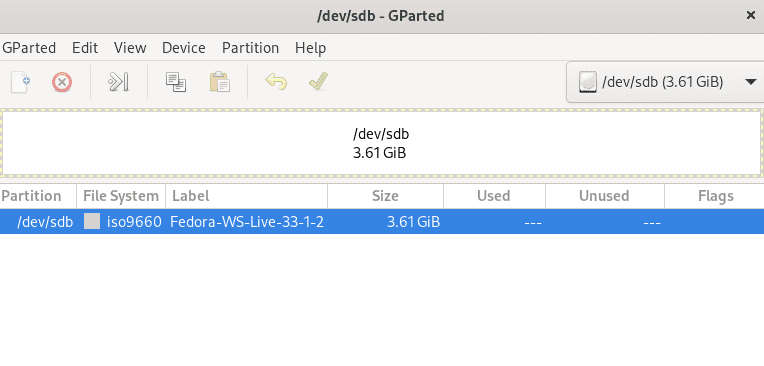 gparted select sd