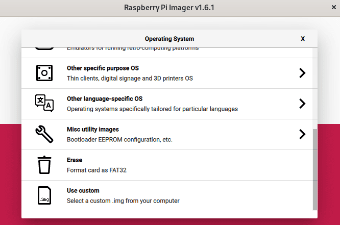 Raspberry Imager Erase