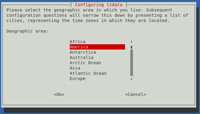 configure tzdata