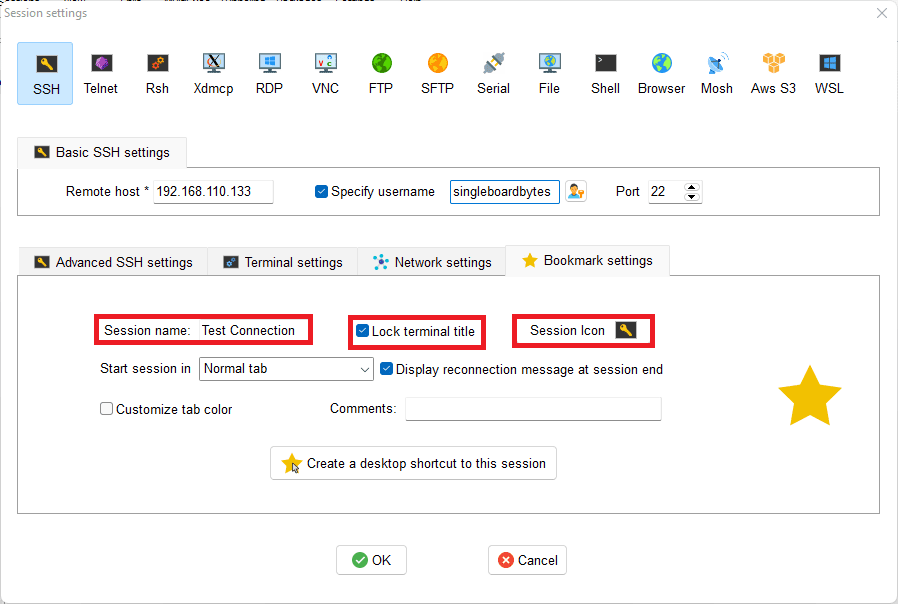 mobaxterm changing session name