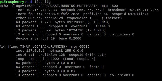 raspberry pi ifconfig