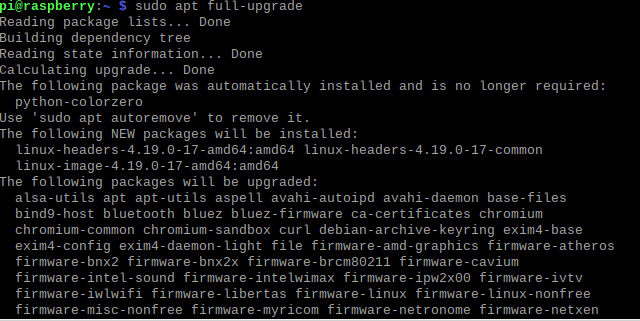 sudo apt full upgrade raspberry pi