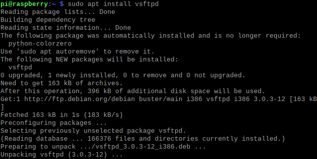 sudo apt install vsftpd utility