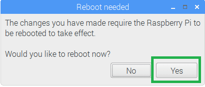 select yes to reboot
