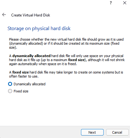 storage on hard disk