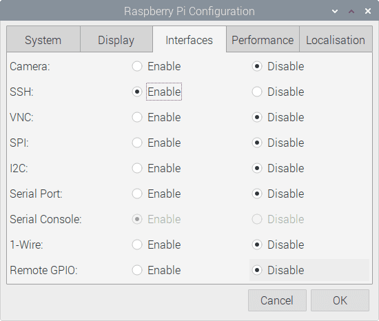 Enabling SSH