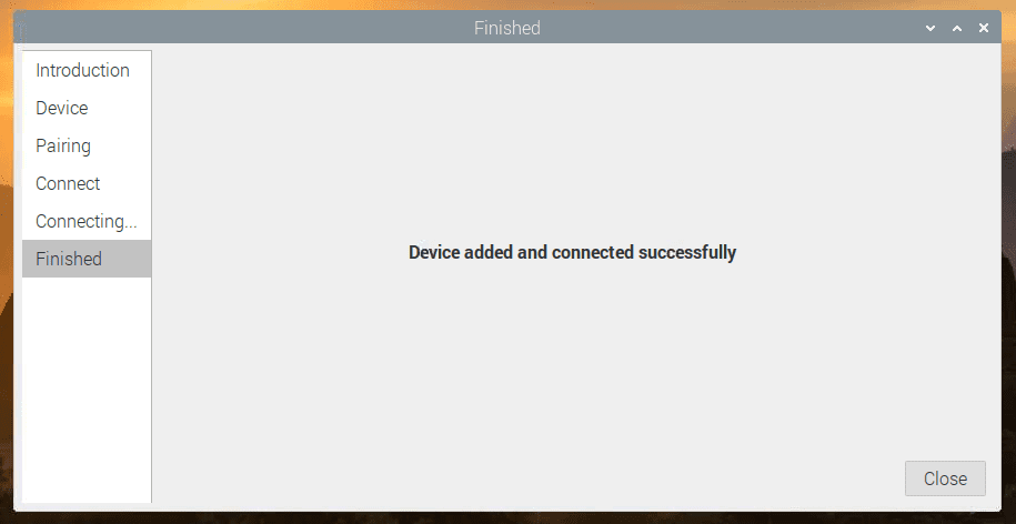 succeful bluetooth connection