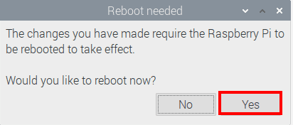 reboot prompt, select yes
