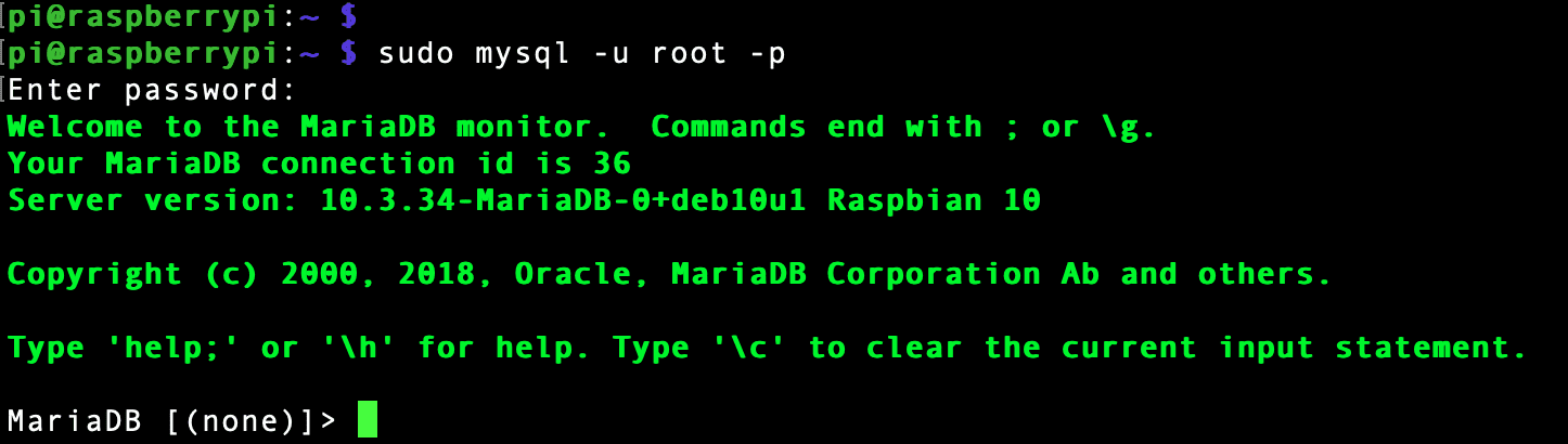 log in mariadb