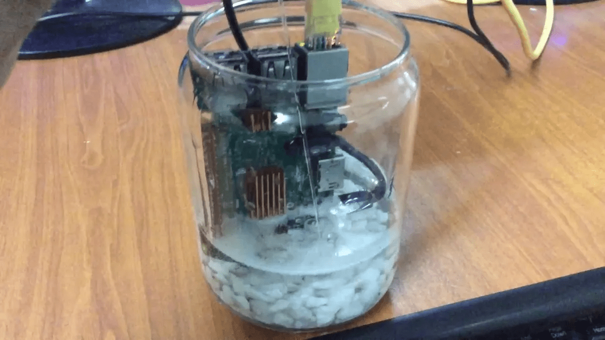 raspberry pi in mineral oil