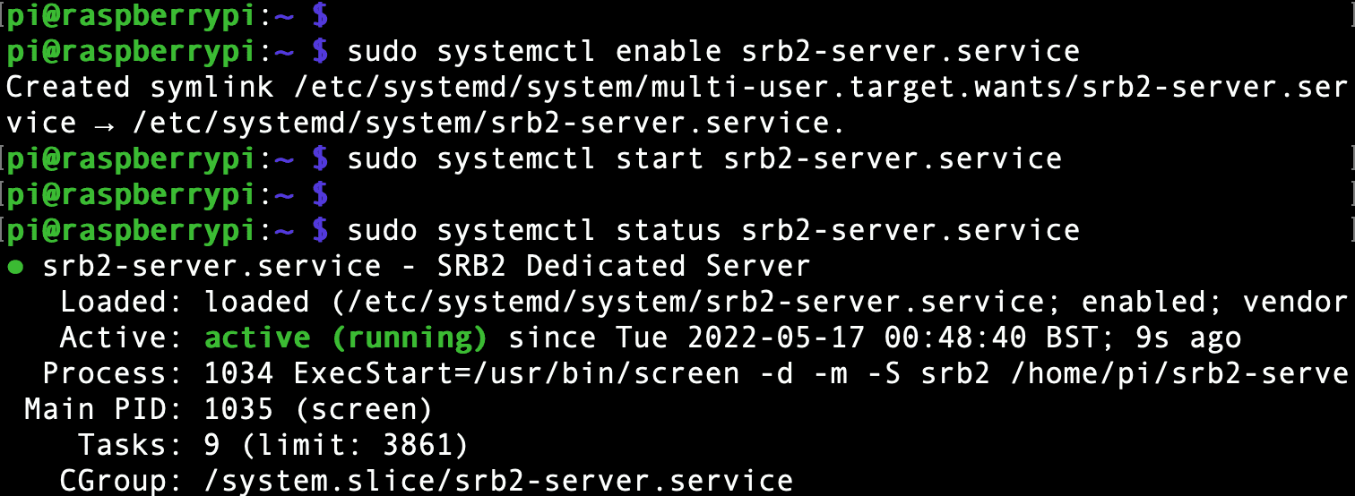 start the srb2 service