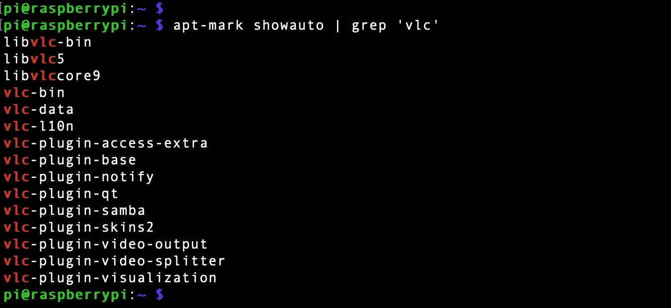 grep vlc packages