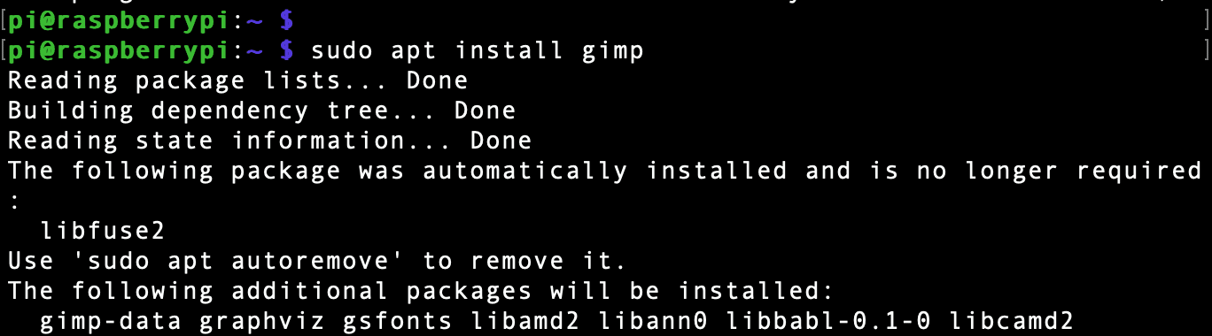 install gimp with apt