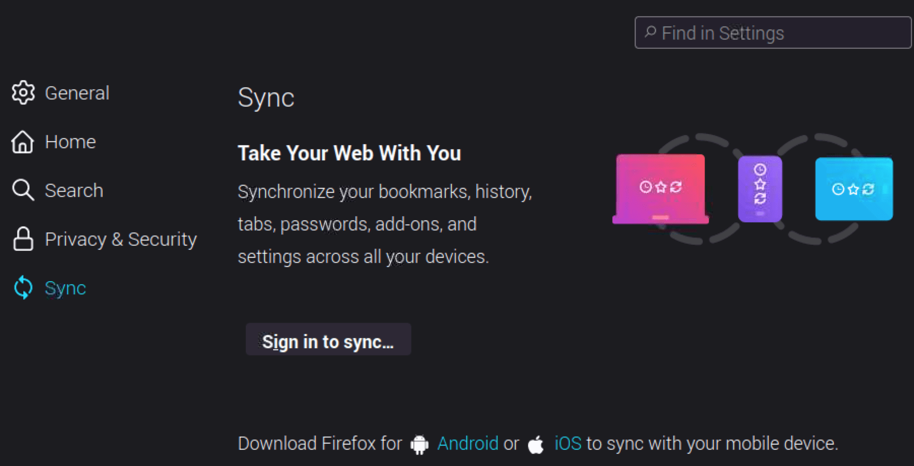 sync firefox data