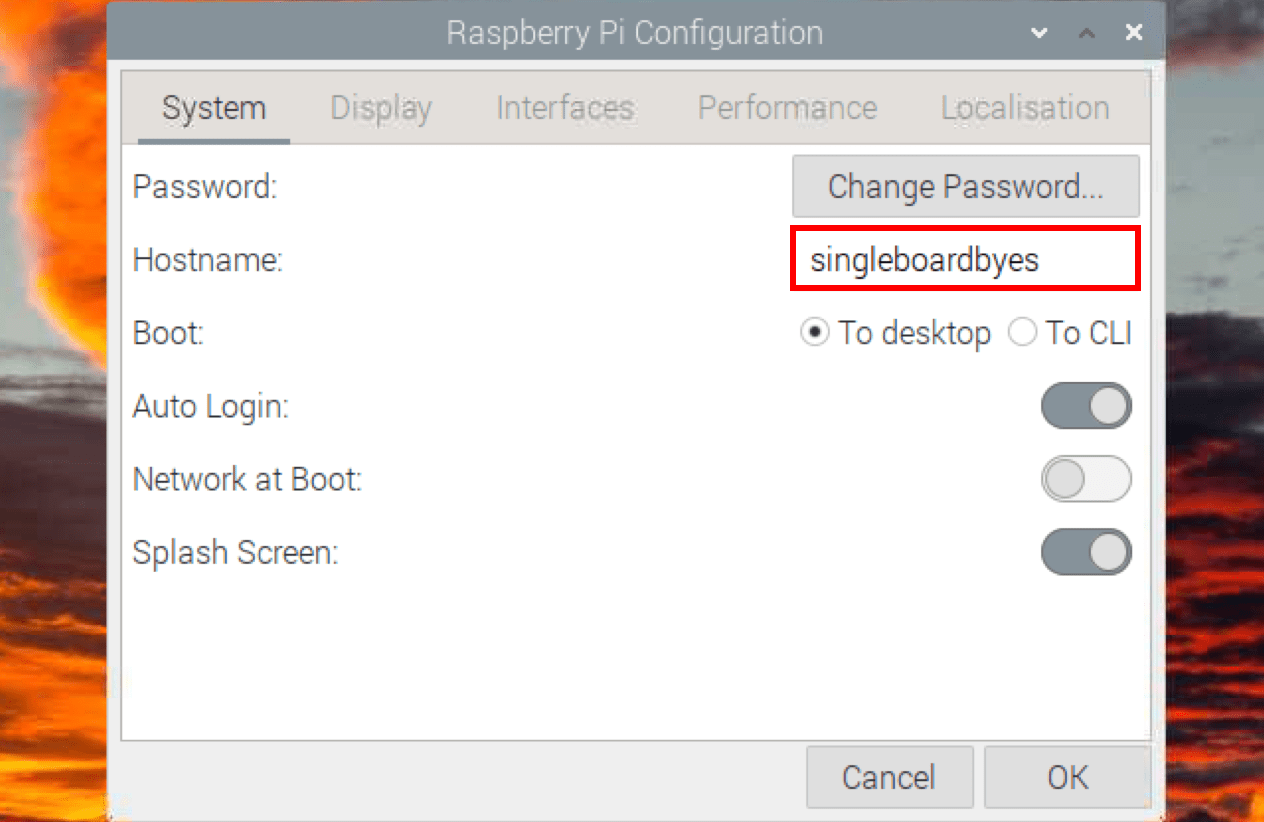 raspberry pi configuration window