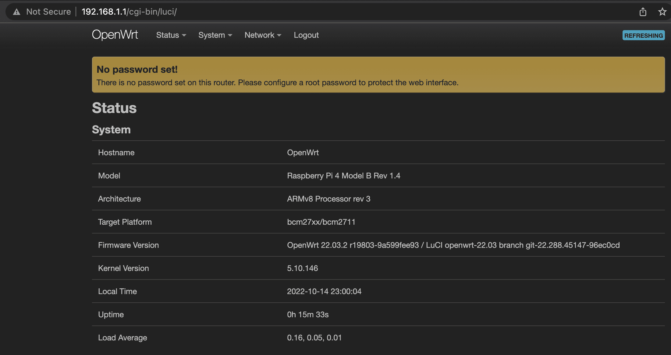 openwrt configuration page