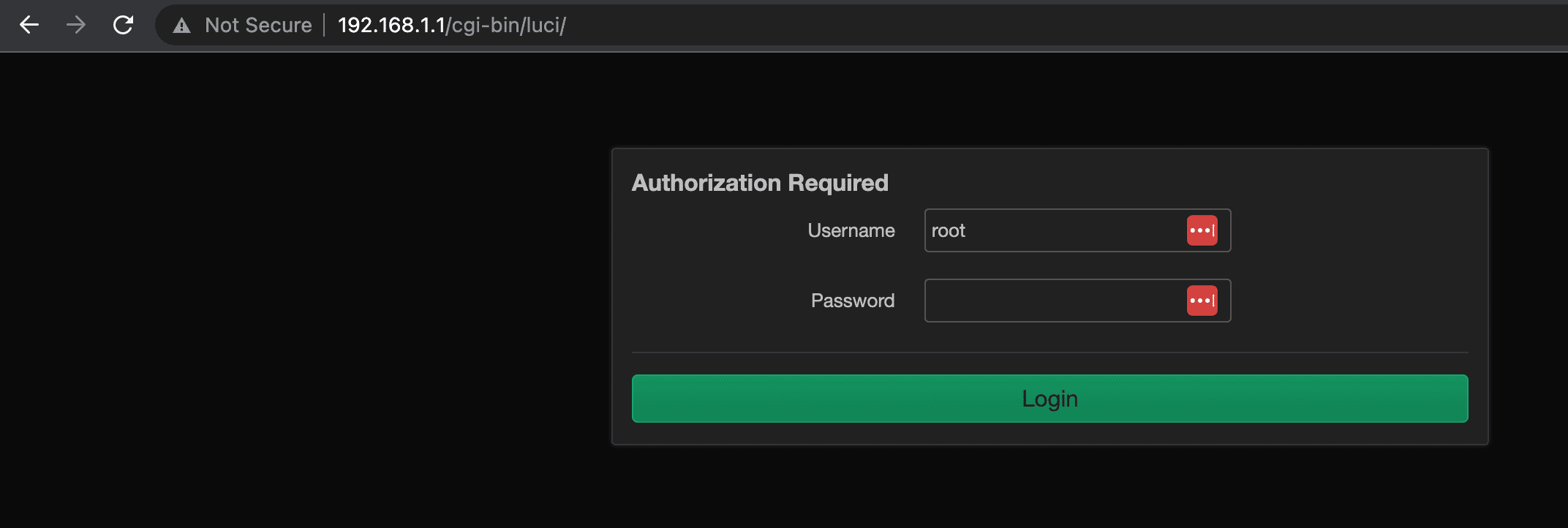 openwrt login page