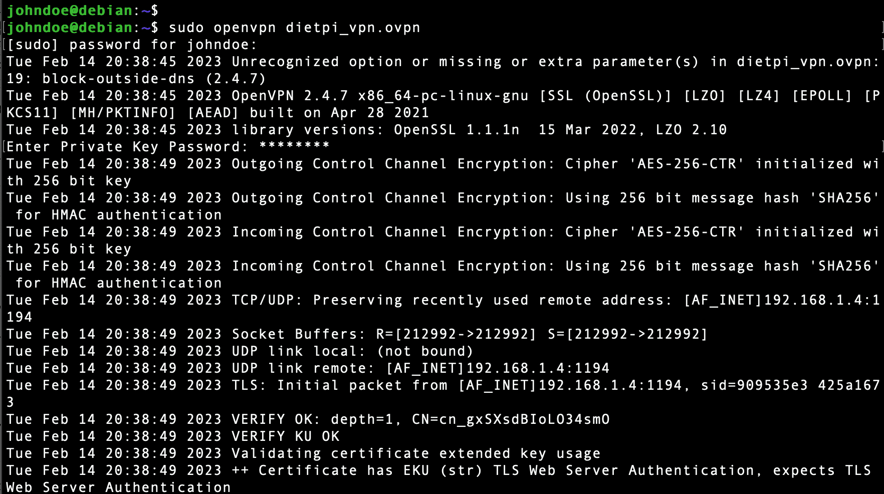 connect to the vpn server