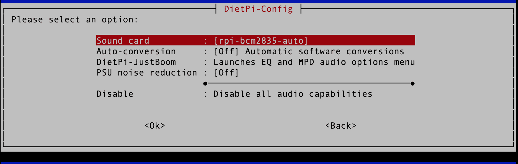 dietpi audio options