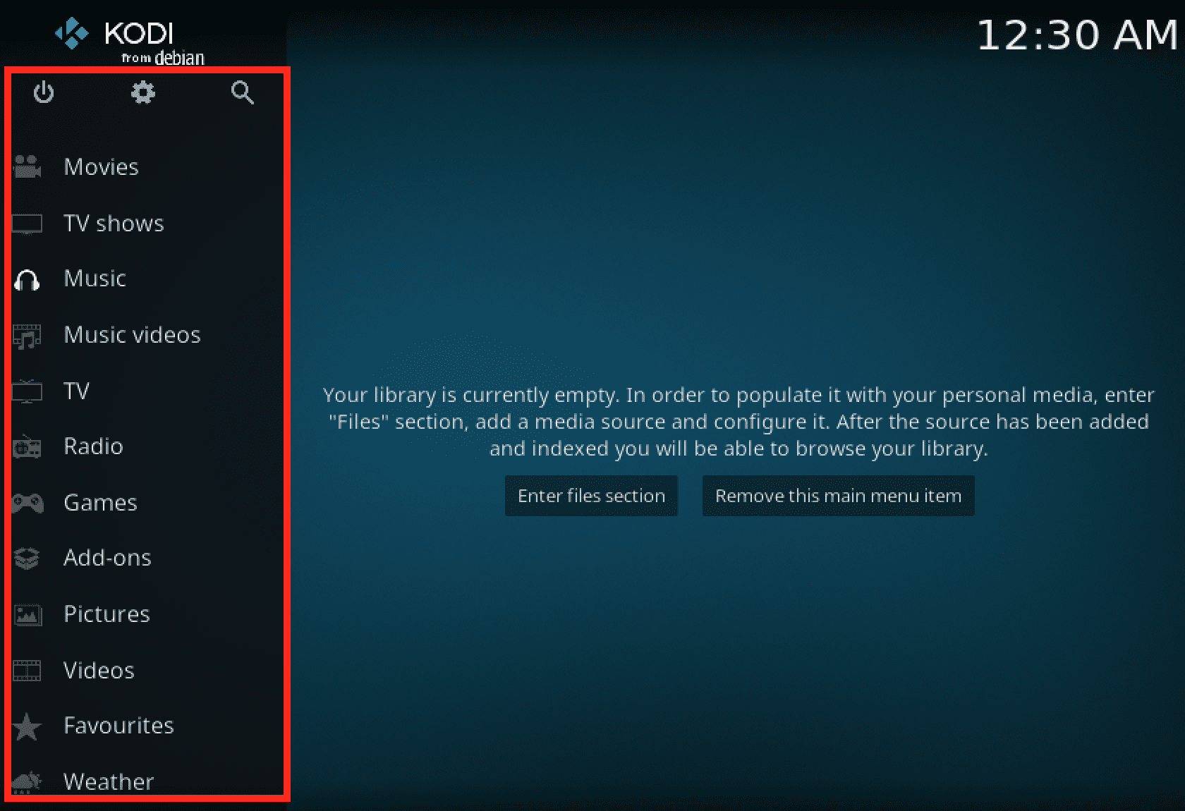 kodi main window