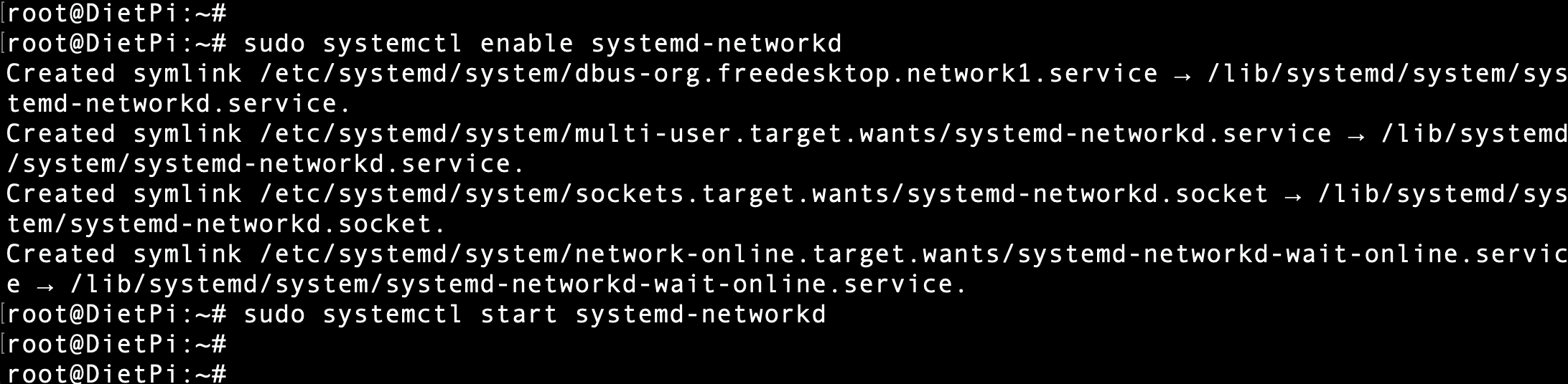enable systemd networkd