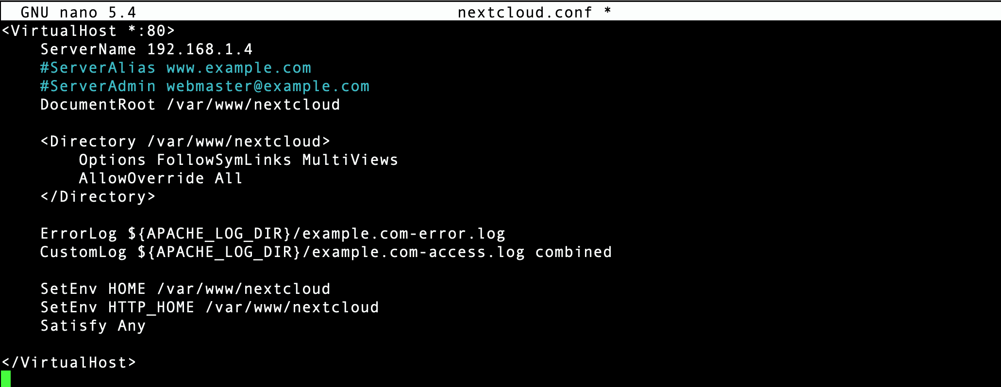 nextcloud configuration