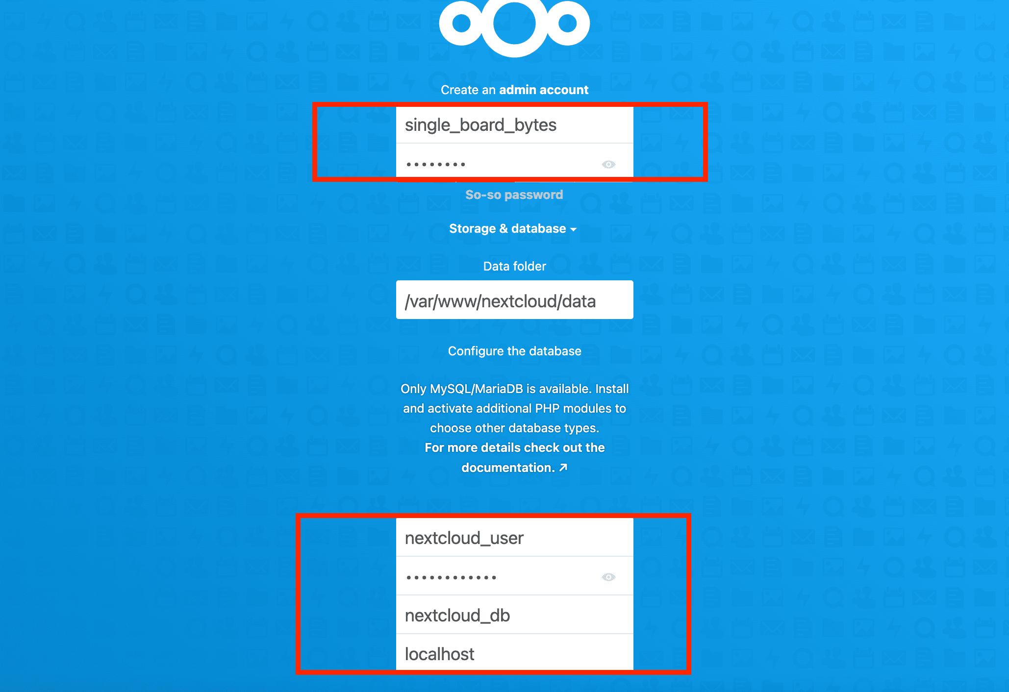 setup nextcloud account