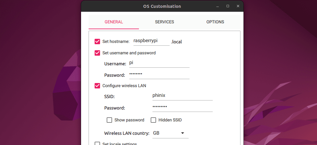 os settings