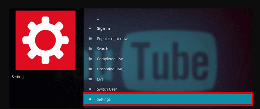 youtube add on settings